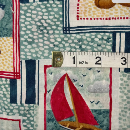 Multicolor Teddy Bear Nautical Novelty Print Cotton: 2 yds