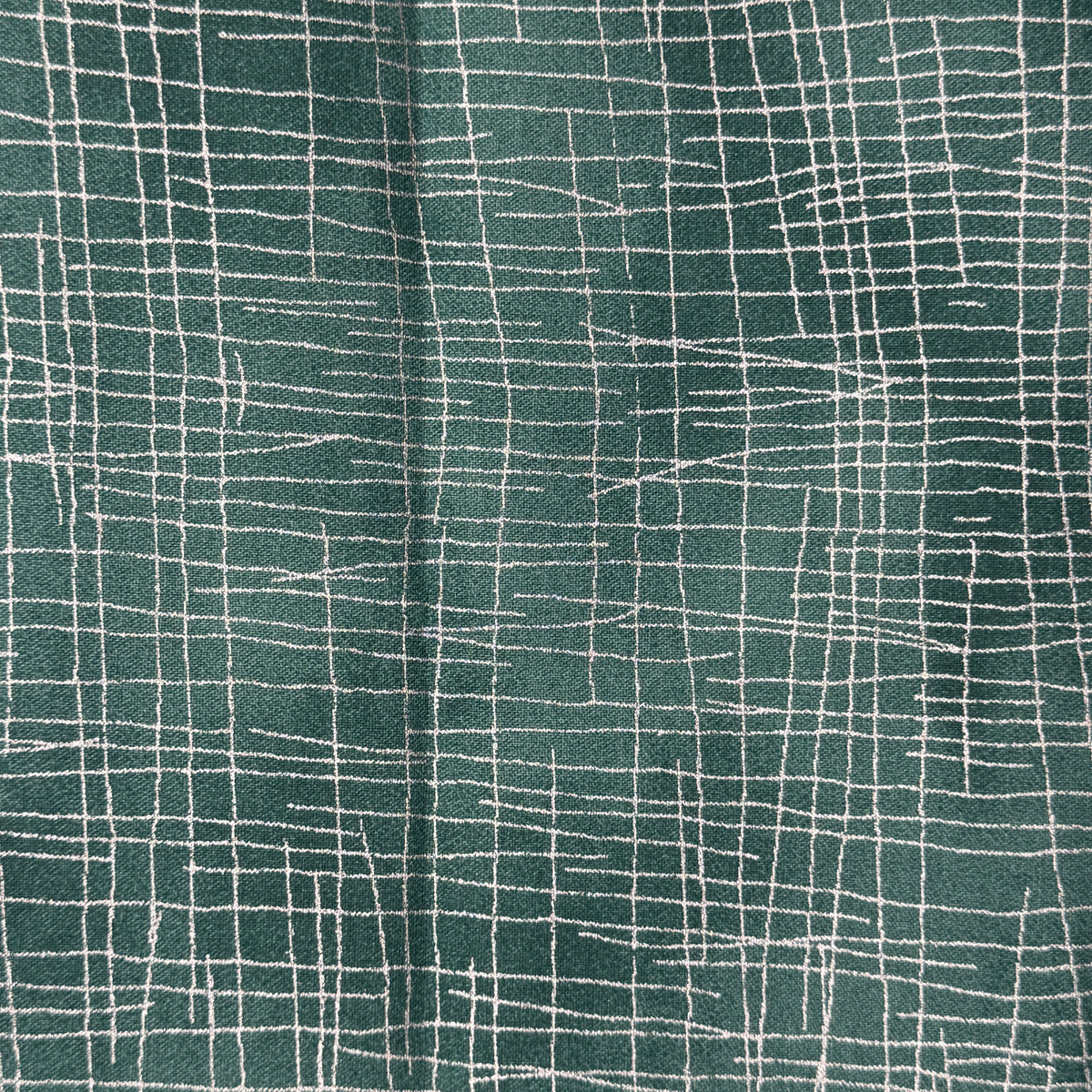 Tonal Green With Metallic Silver Crossmarks Cotton: 1 yd