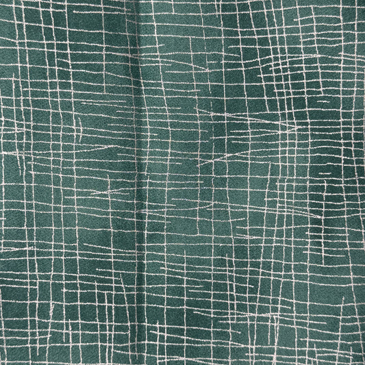 Tonal Green With Metallic Silver Crossmarks Cotton: 1 yd