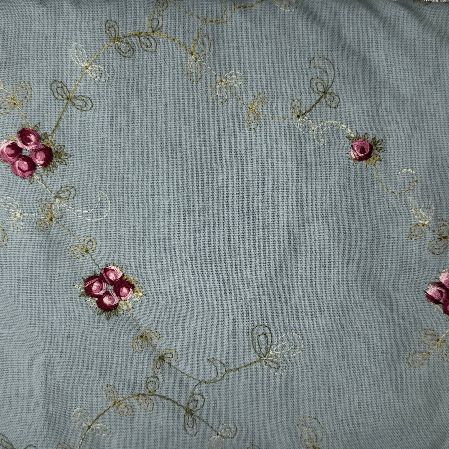 Blue With Embroidered Floral Home Decor: 2 yds