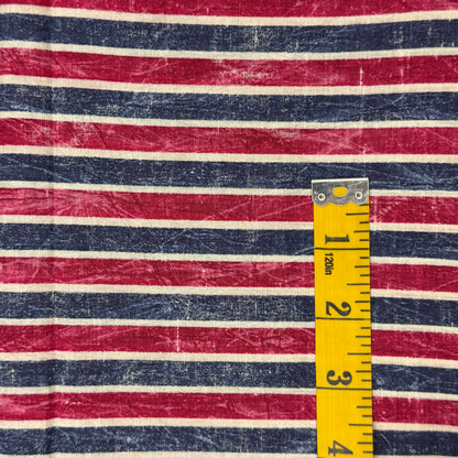Faded Red, White & Blue Striped Cotton: 1 yd