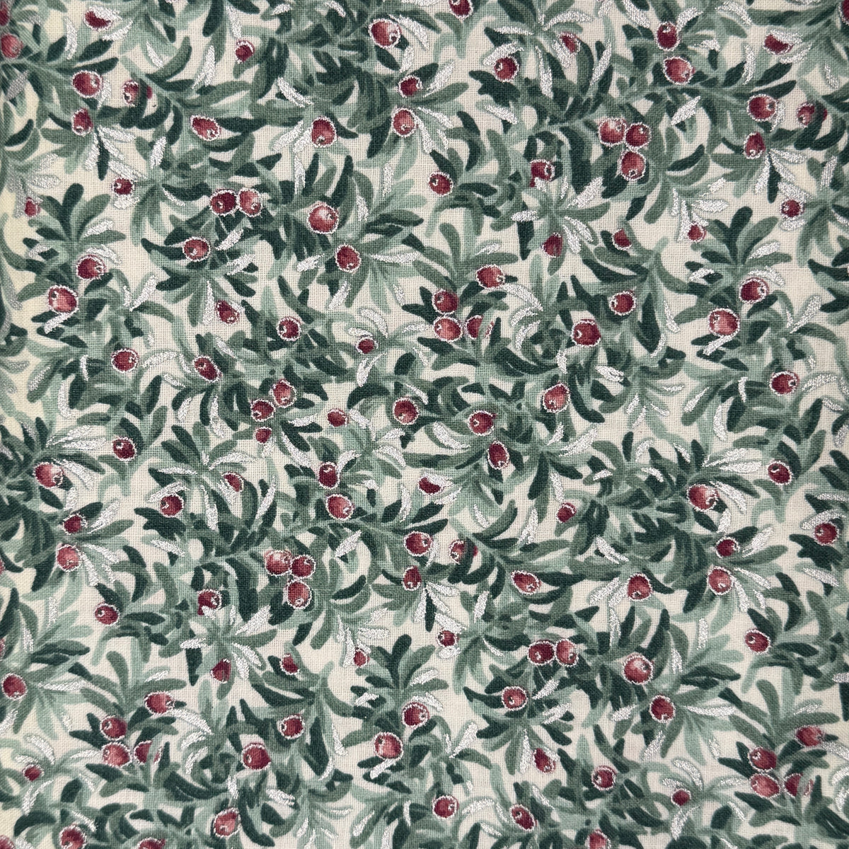 Metallic Holly Berries Cotton: 2 yds