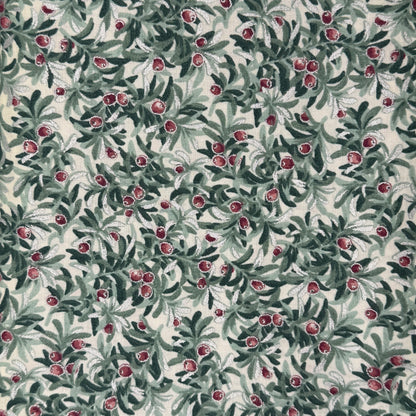 Metallic Holly Berries Cotton: 2 yds