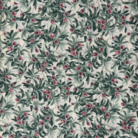 Metallic Holly Berries Cotton: 2 yds