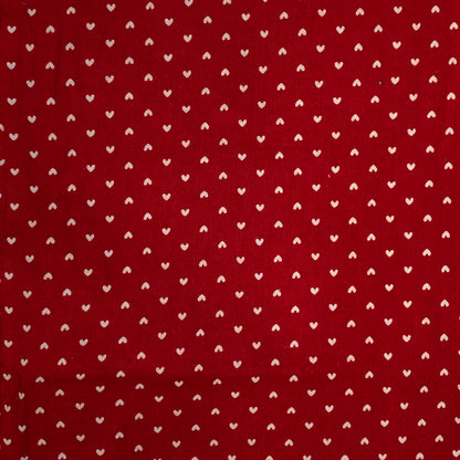 Red With White Hearts Cotton: 2 yds