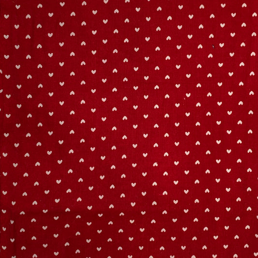 Red With White Hearts Cotton: 2 yds