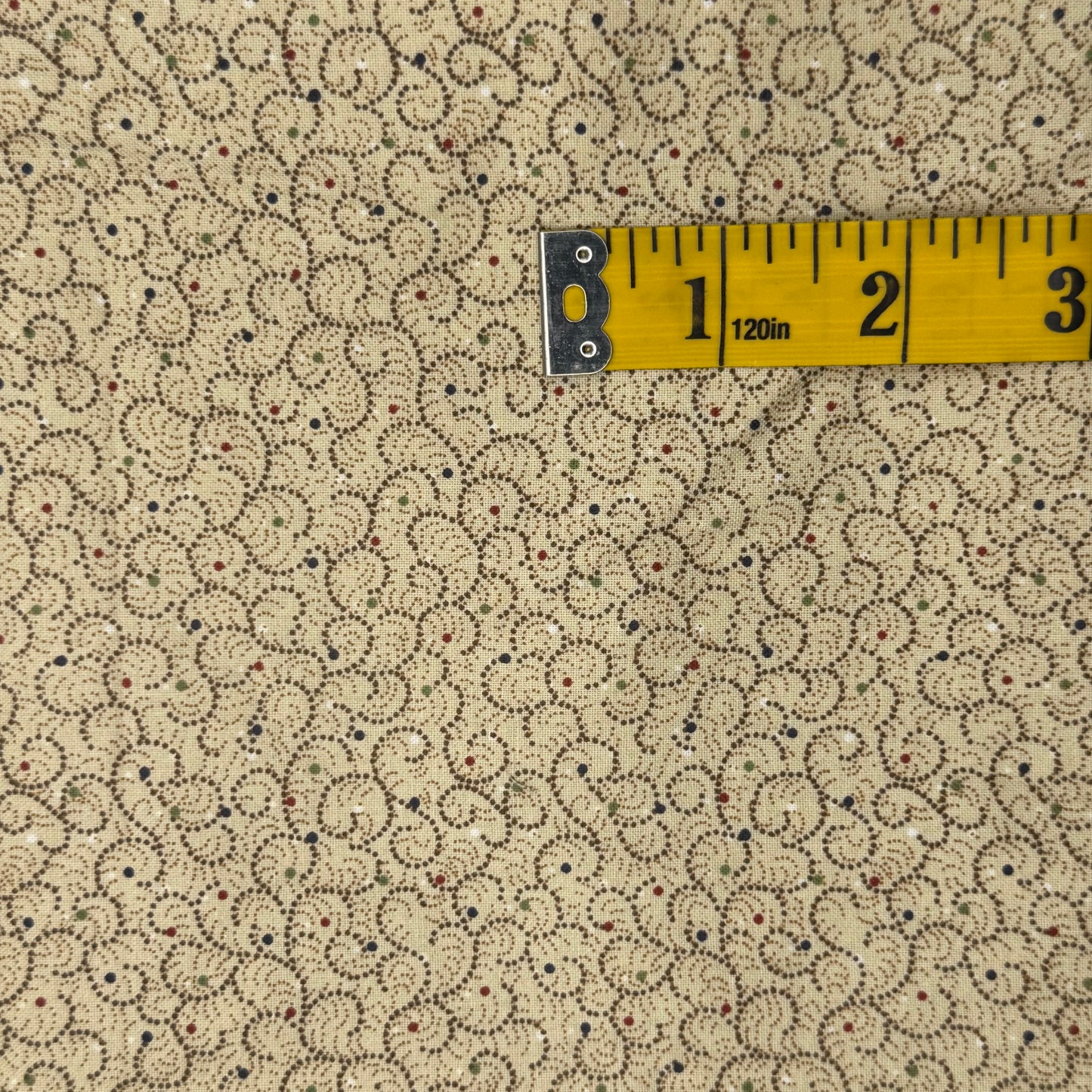 Cream With Dots & Swirls Cotton: 1.75 yds