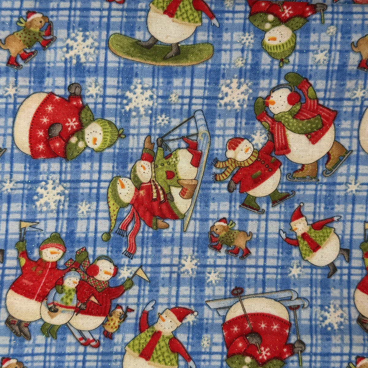 Sparkly Snowmen & Dogs Cotton: 2 yds
