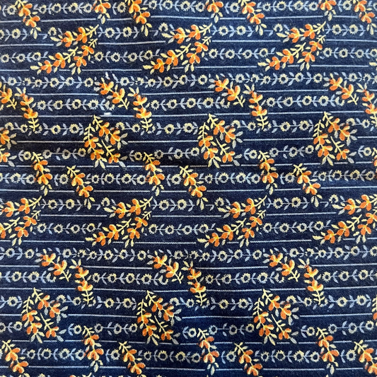 Blue Floral Stripe Cotton: 2.5 yds