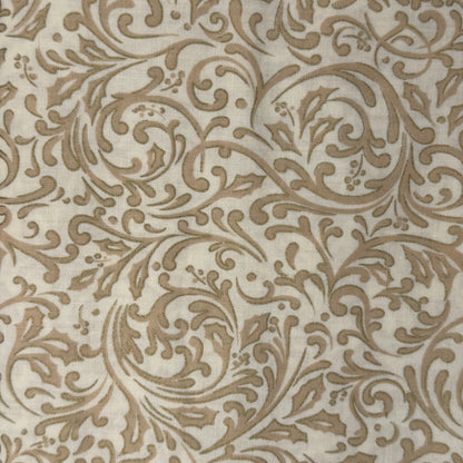 Cream With Gold Outlined Swirling Vines Cotton: 2 yds