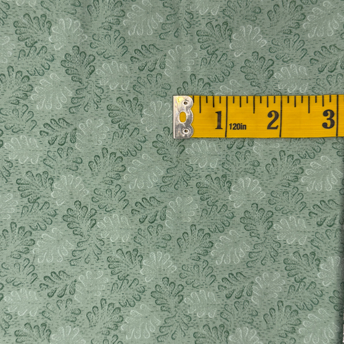 Light Green With Faded Green Leaves Cotton: 1 yd