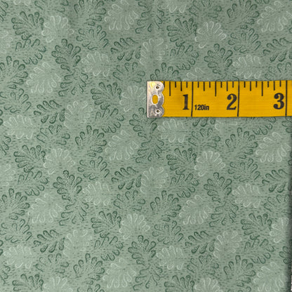 Light Green With Faded Green Leaves Cotton: 1 yd