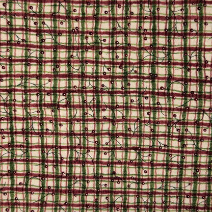 Red & Green Plaid With Berries Cotton: 1.5 yds