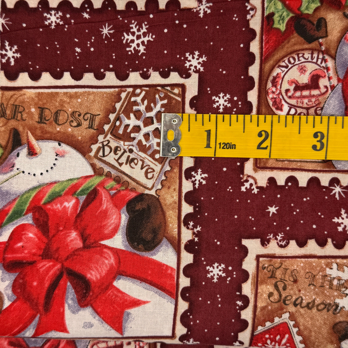 Snowmen Stamps Cotton: 2 yds