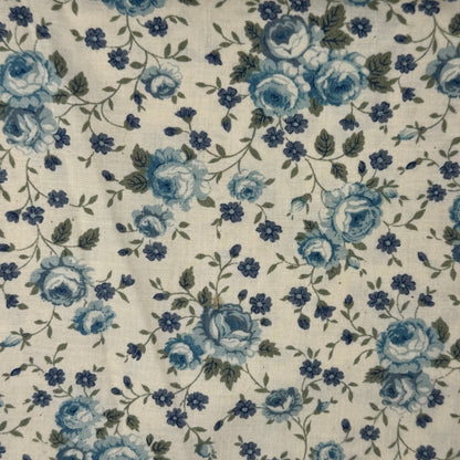 Light Blue Fancy Floral Cotton Blend: 2 yds