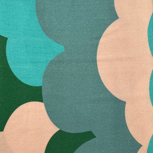 Green & Pink Clouds Rayon: 3 yds