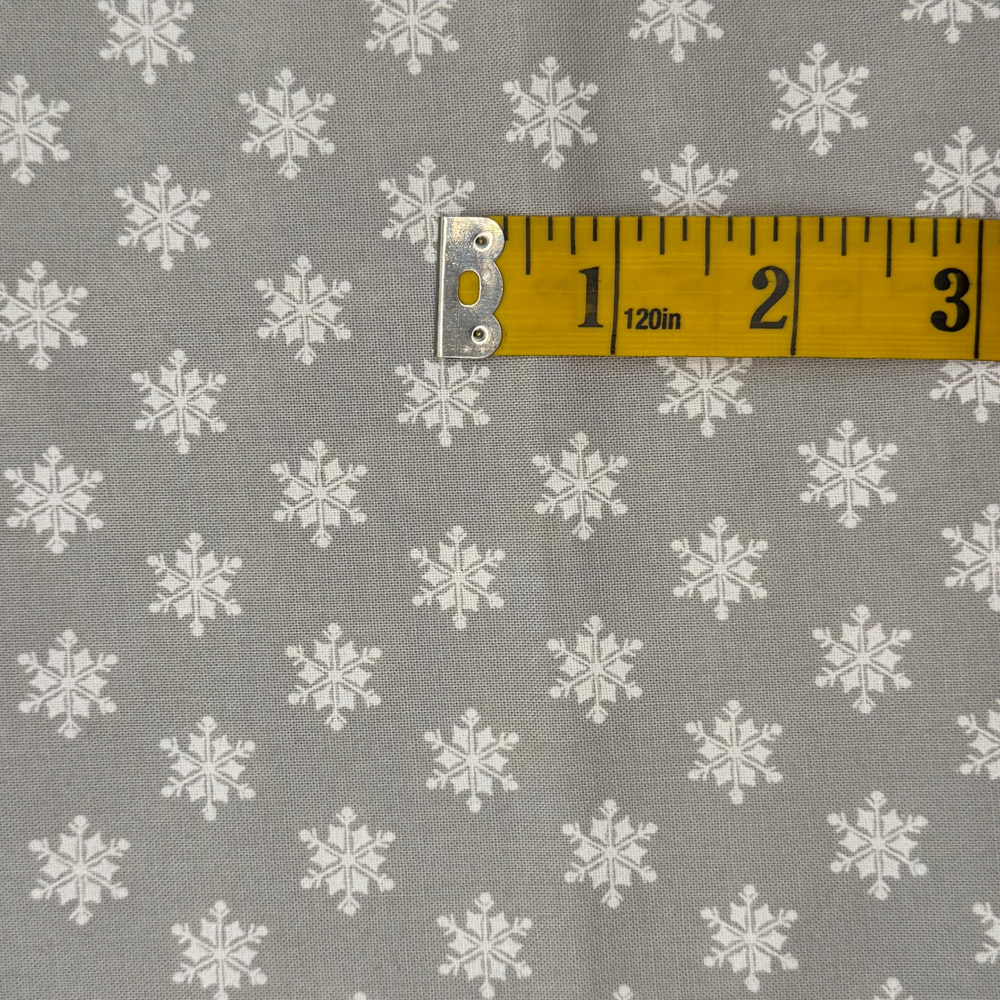 Silver With White Snowflakes Cotton: 1 yd