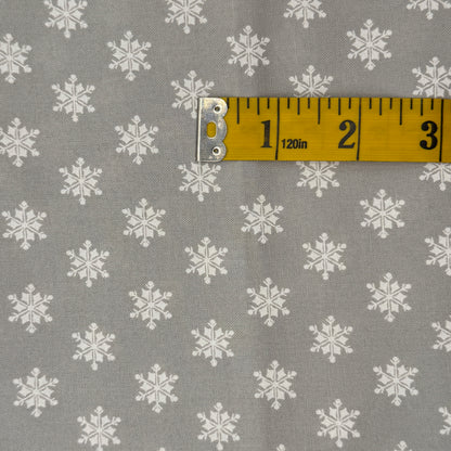 Silver With White Snowflakes Cotton: 1 yd