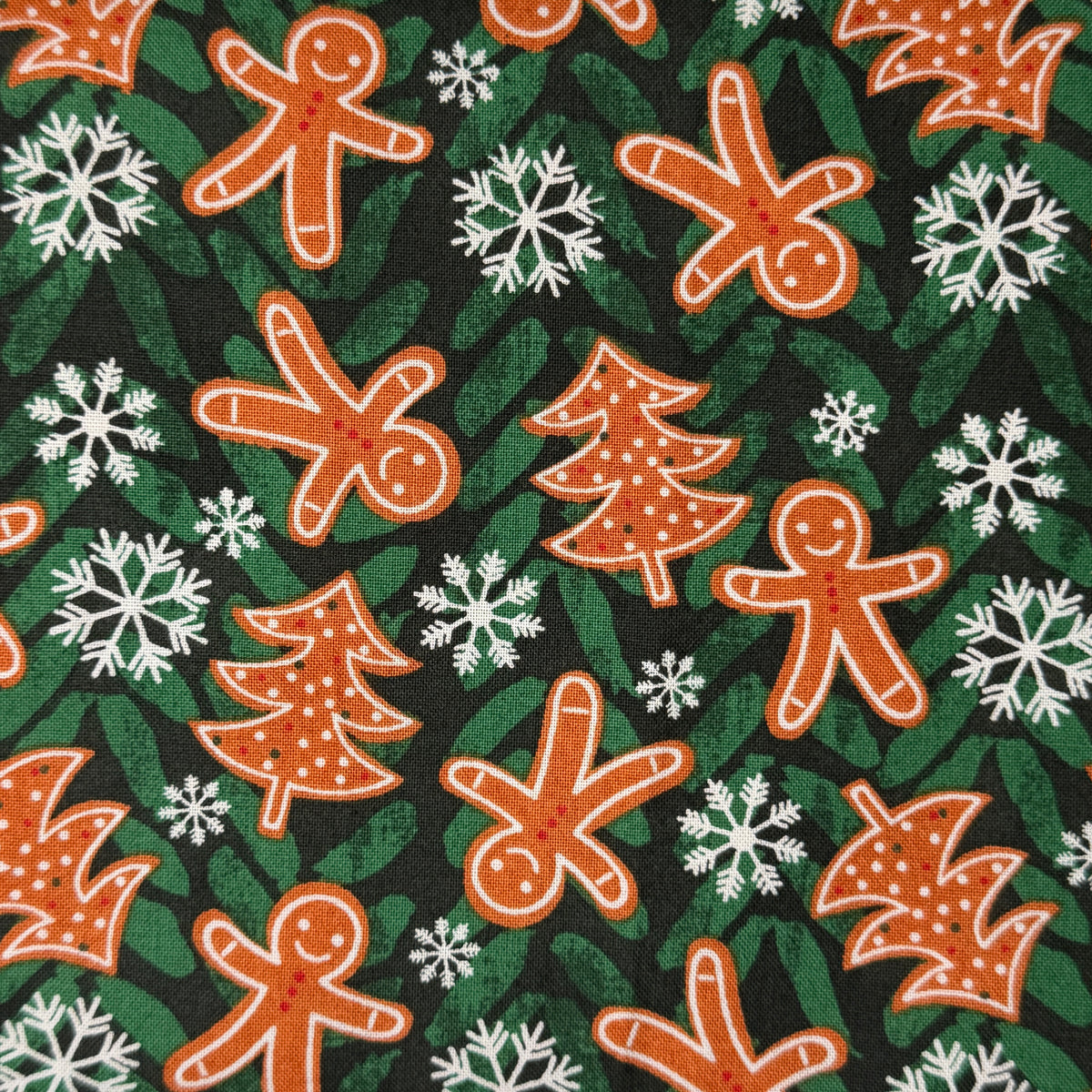Snowflakes & Gingerbread Cotton: 2 yds