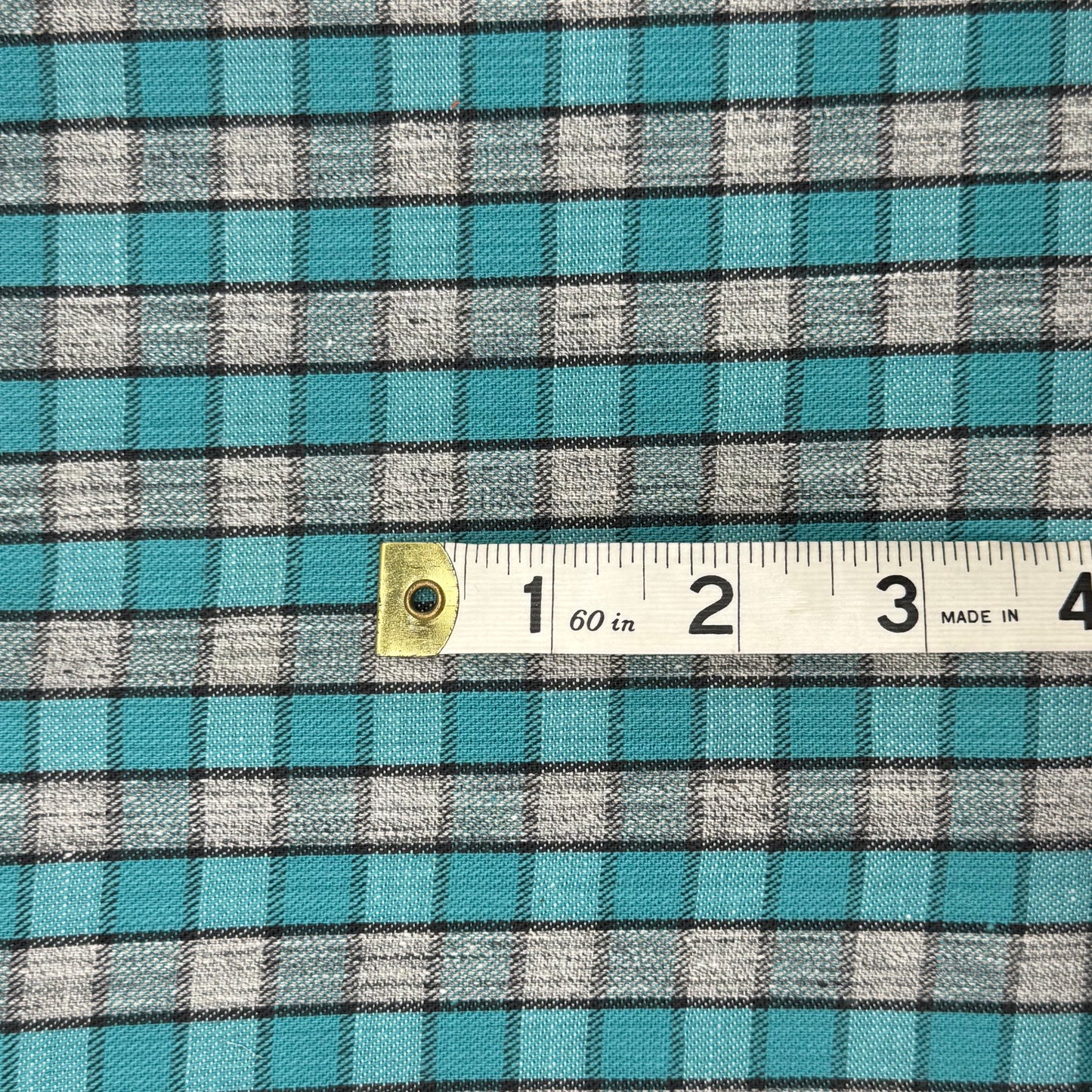 Teal/Gray/Black Woven Check Home Decor Cotton: 1.5 yds