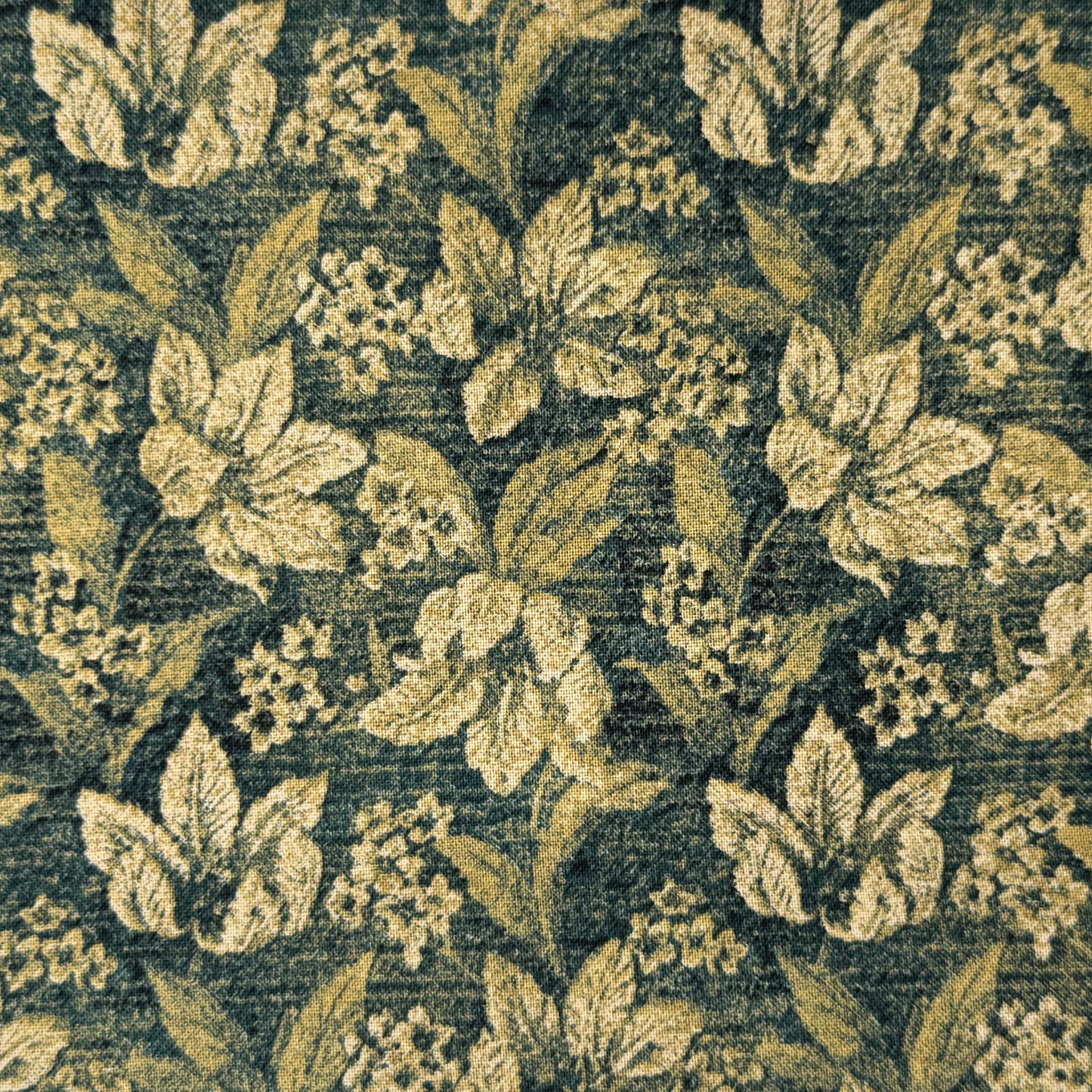 Green & Cream Floral Cotton: 2.5 yds
