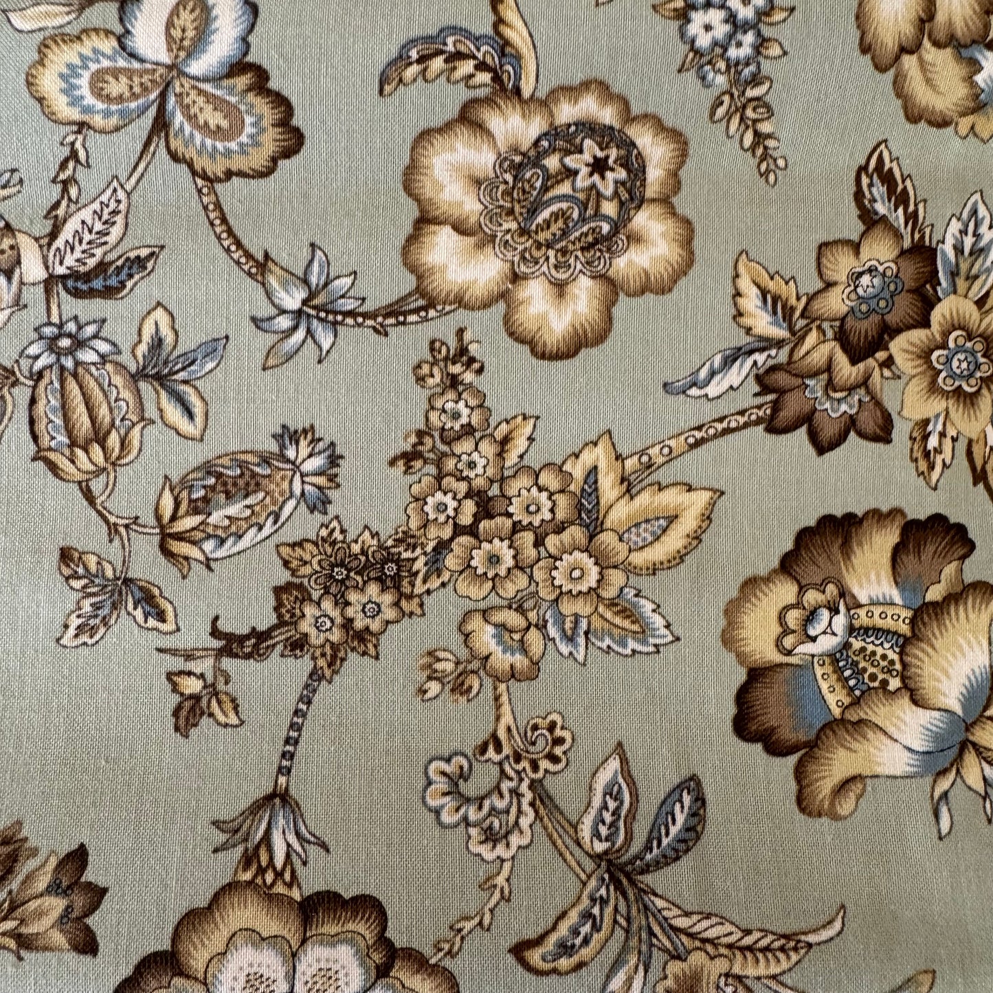 Green Fancy Floral Cotton: 1 yd