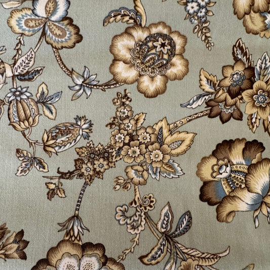 Green Fancy Floral Cotton: 1 yd