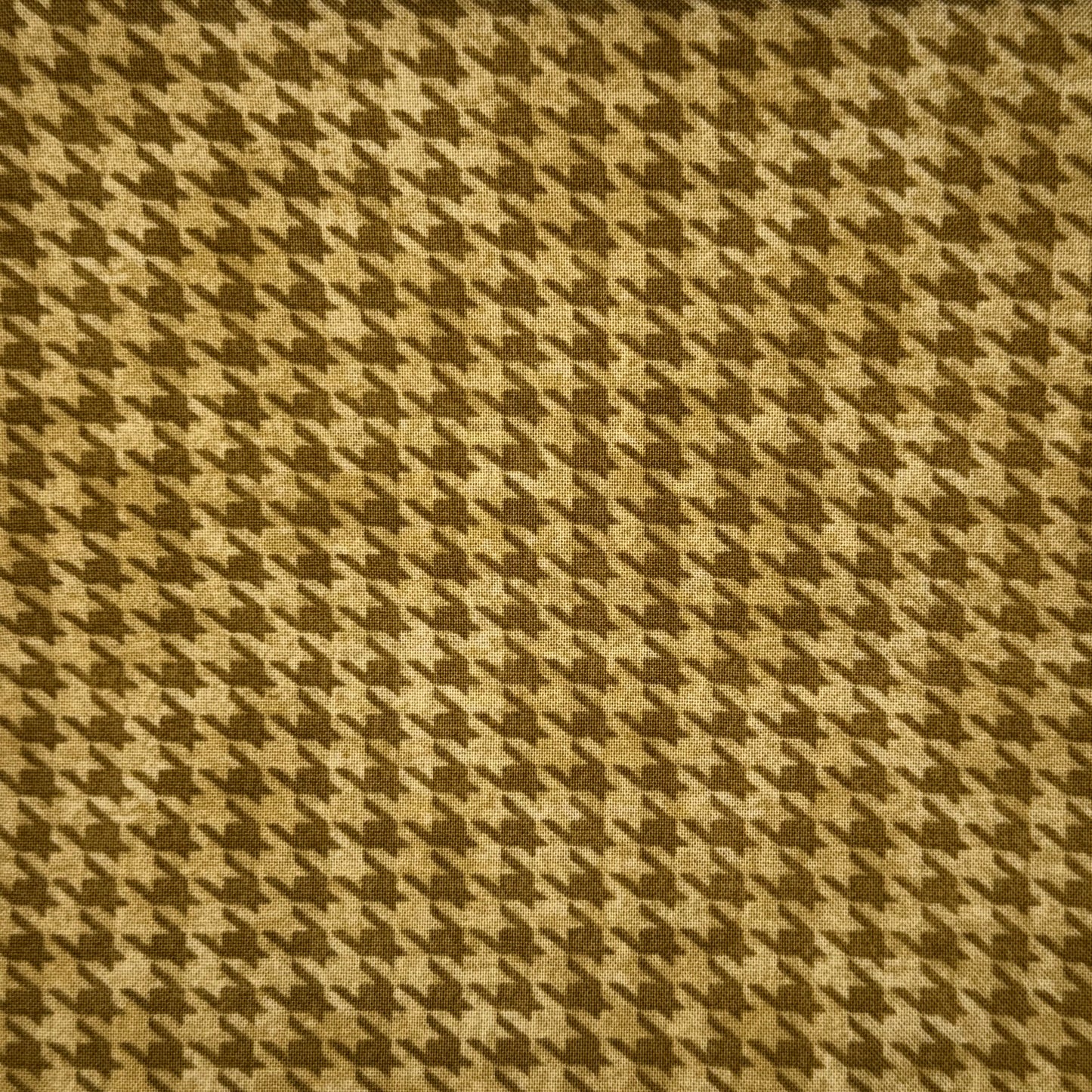 Olive & Tan Houndstooth Print Cotton: 2 yds