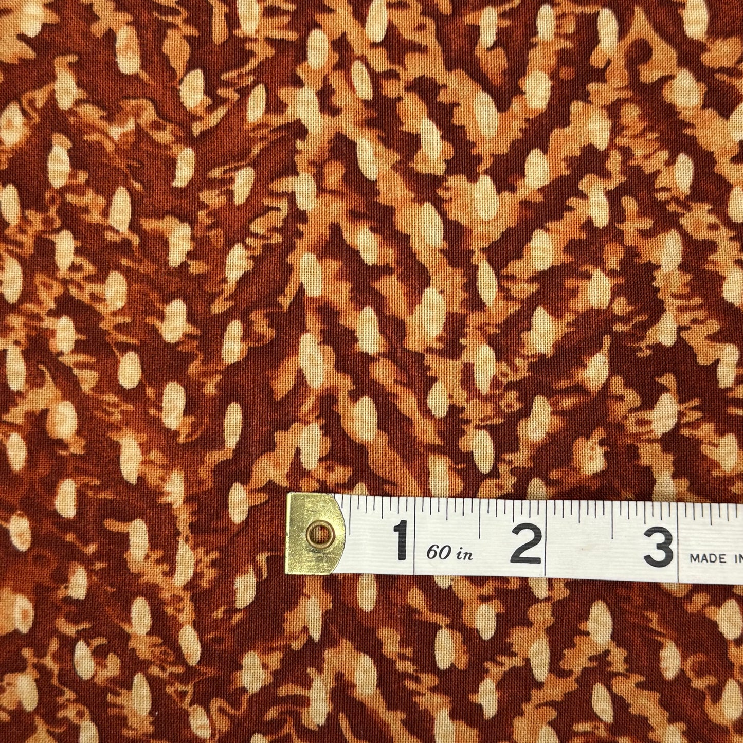 Rust/Orange/Cream Batik-Look Print Cotton: 1.75 yds
