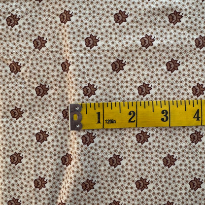 Cream & Brown Floral Cotton: 2.25 yds