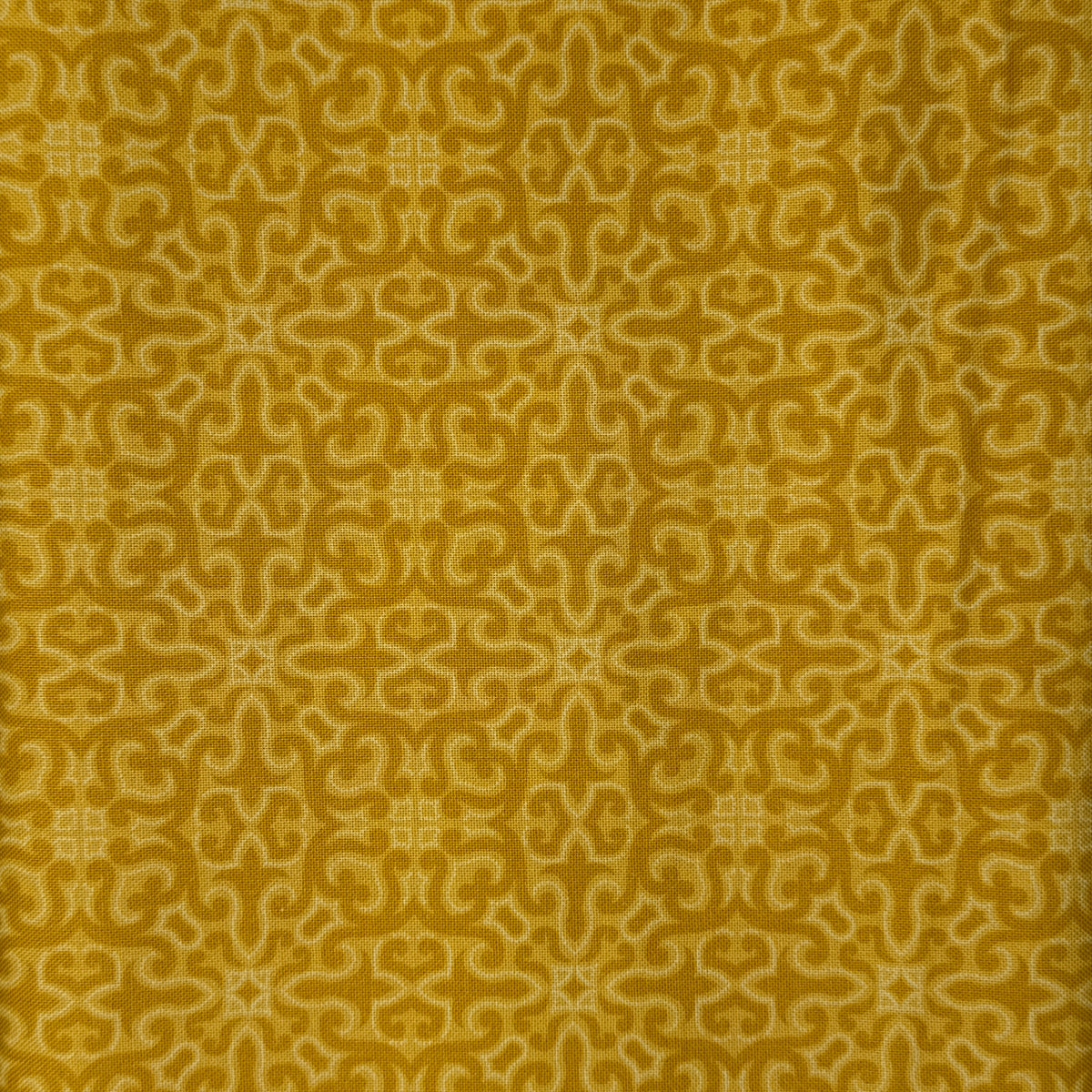 Golden Yellow Geometric Stamped Print Cotton: 1 yd