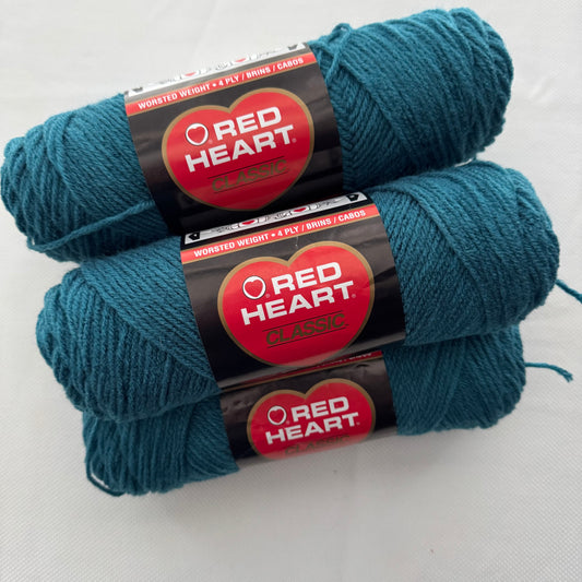 Red Heart Classic Worsted Weight Yarn in Medium Teal: 5 Skeins