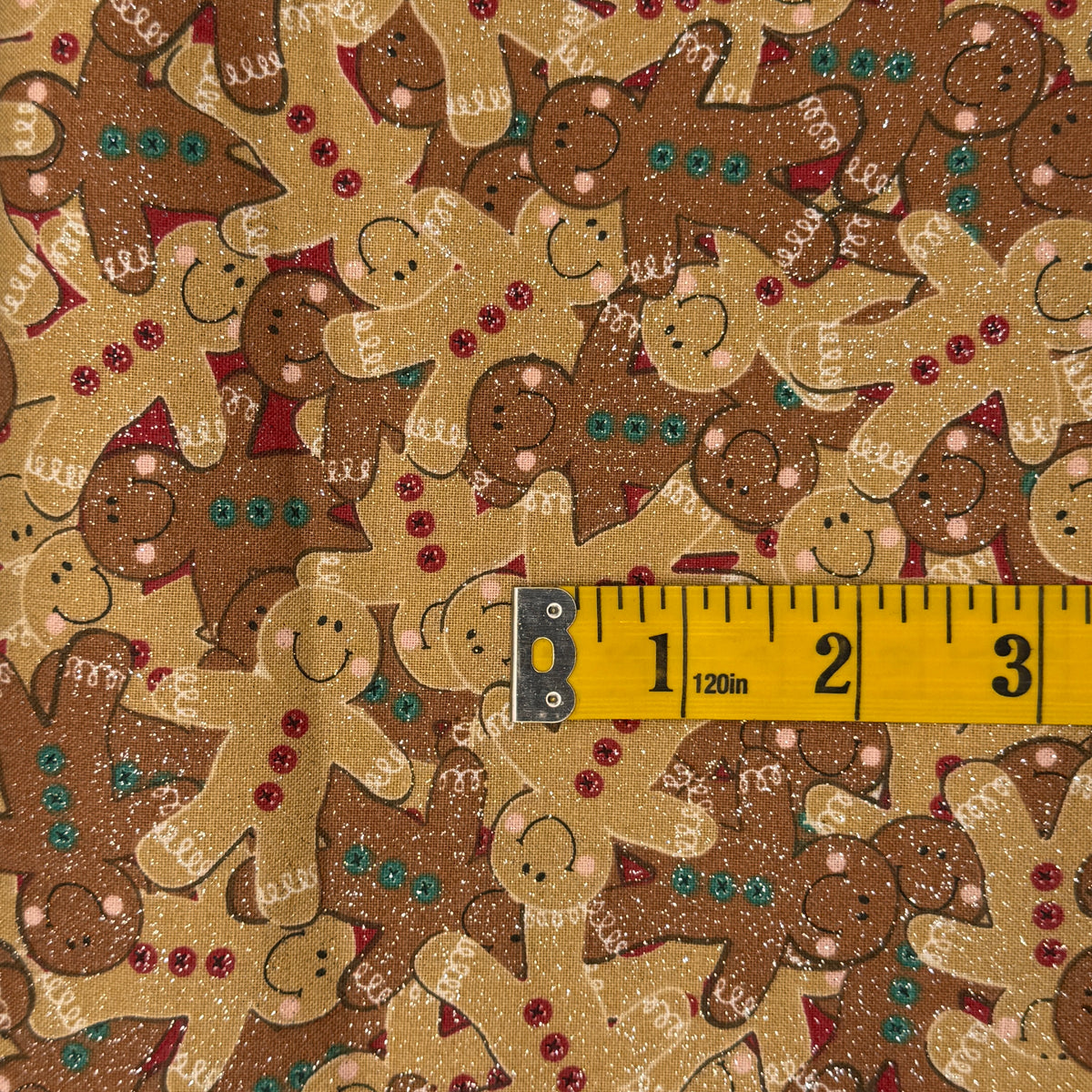 Tan & Light Brown Sparkly Gingerbread Men Cotton: 1.5 yds