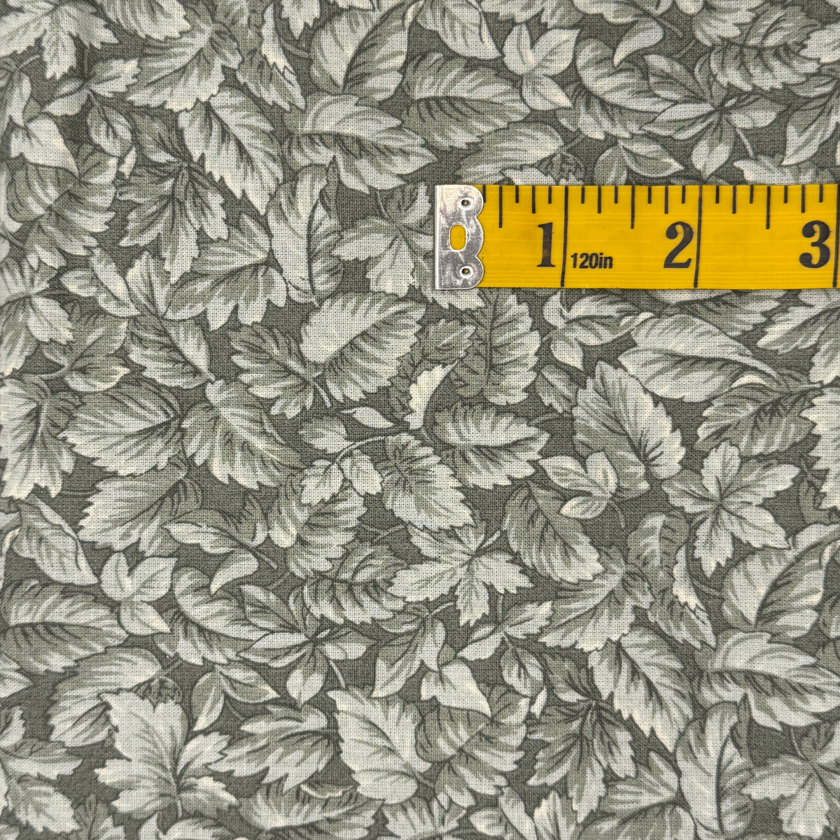 Grayish Green Leaves Cotton: 1 yd