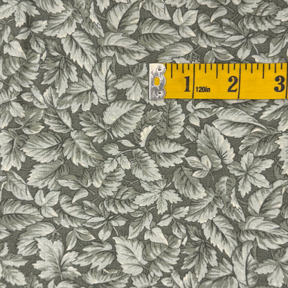 Grayish Green Leaves Cotton: 1 yd