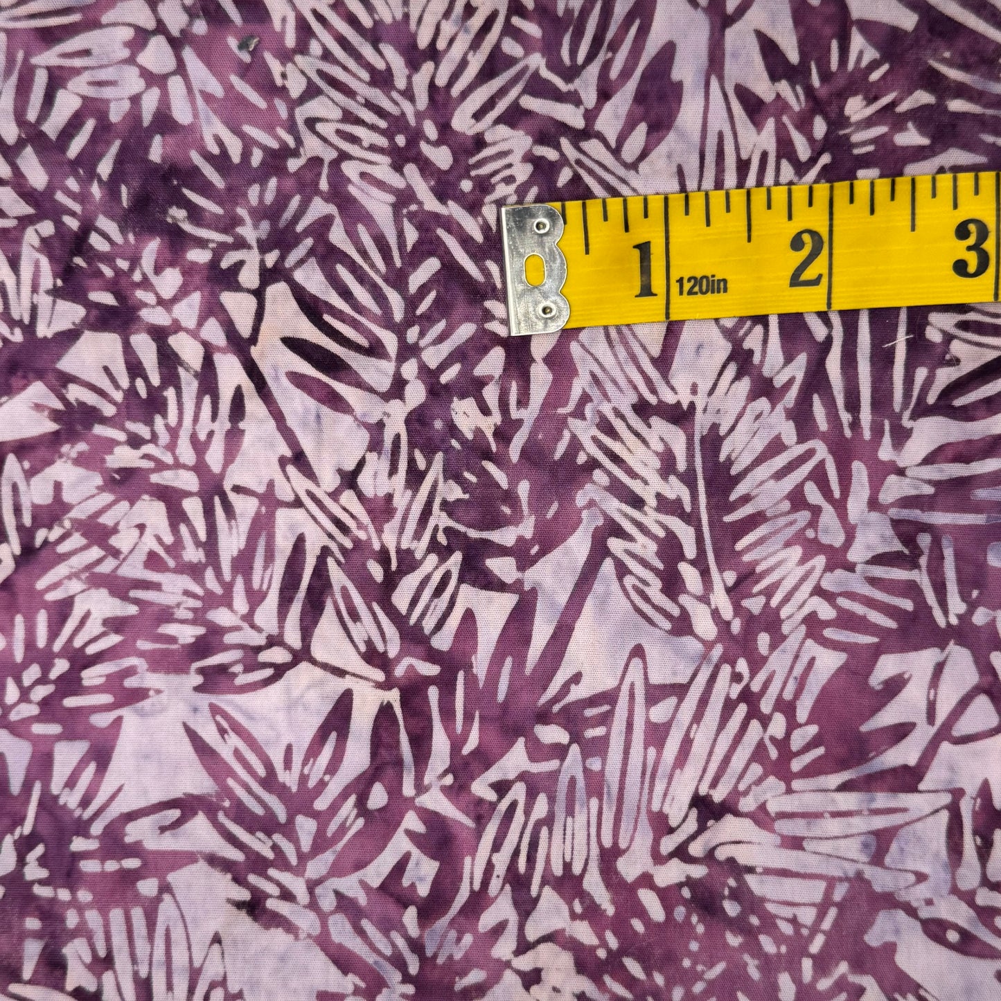 Tonal Purple Leaves Batik Cotton: 1 yd