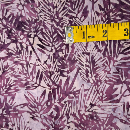 Tonal Purple Leaves Batik Cotton: 1 yd
