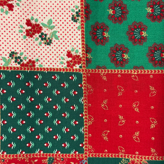 Patchwork Christmas With Gold Embellishment Cotton: 2 yds