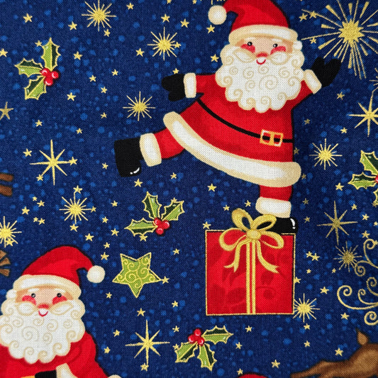 Santa & His Reindeer Cotton: 3 yd