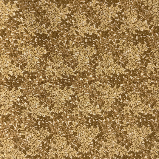 Cream, Light & Brown Leaves Cotton: 2 yds