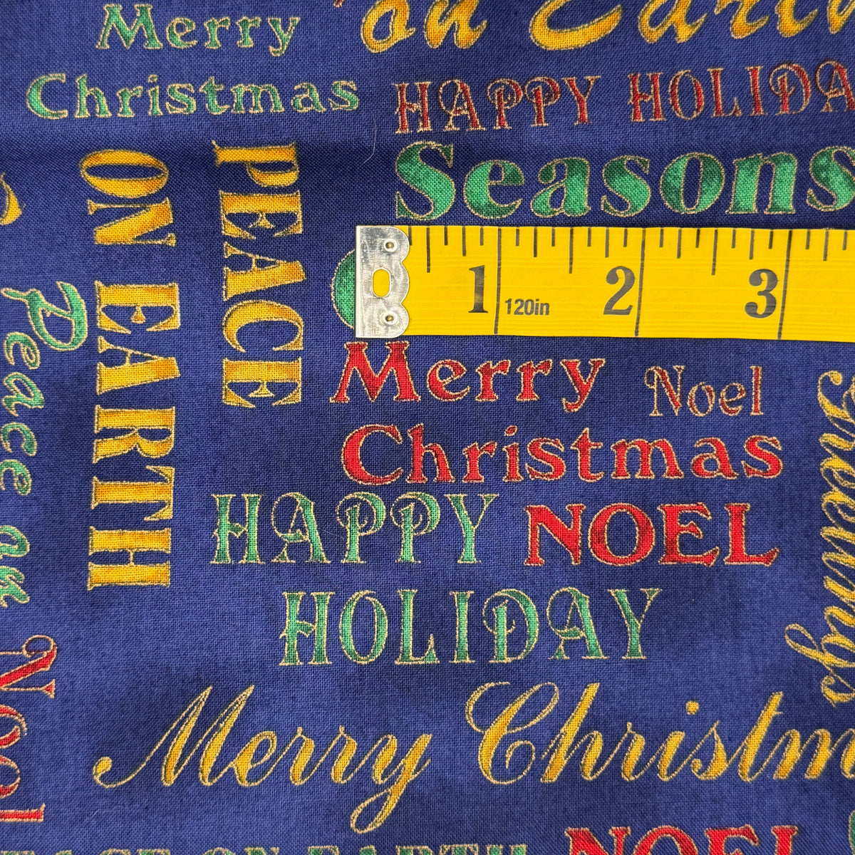 Tis the Season on Blue Cotton: 1.5 yds