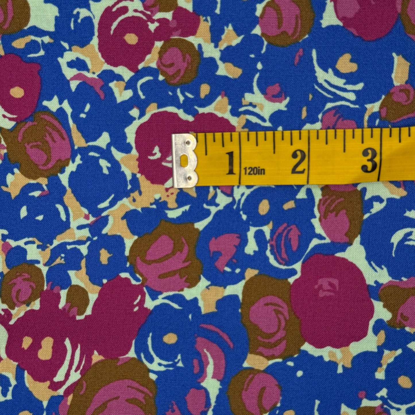 Blue & Purple Abstract Floral Cotton Blend: 2 yds