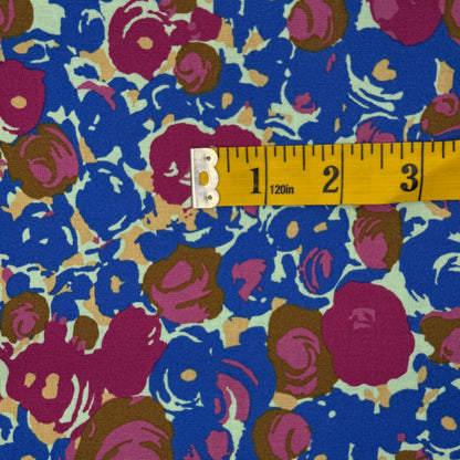 Blue & Purple Abstract Floral Cotton Blend: 2 yds
