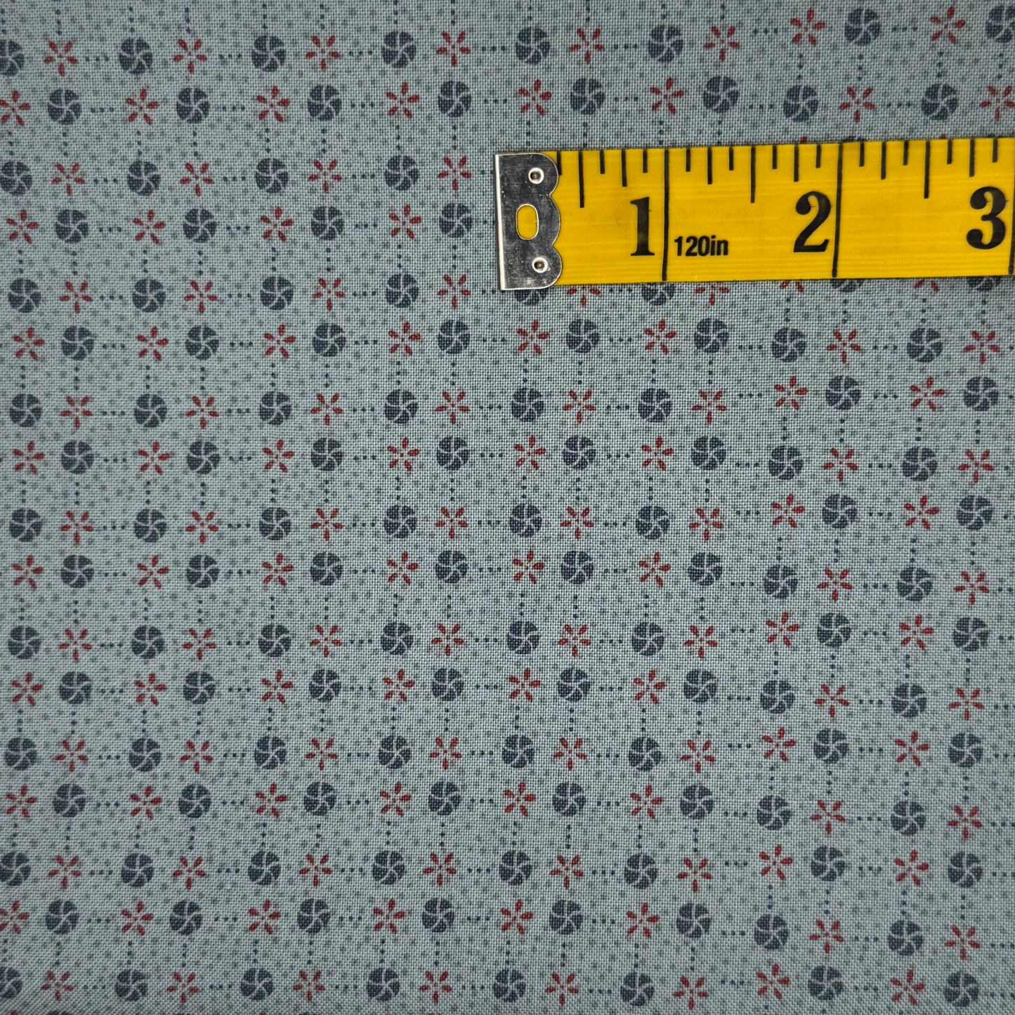 Blue & Red Abstract Floral Cotton: 2 yds