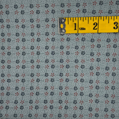 Blue & Red Abstract Floral Cotton: 2 yds
