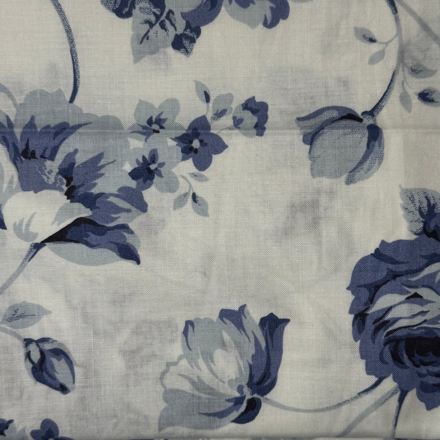Gray Blue Floral Cotton Blend: 1.5 yds