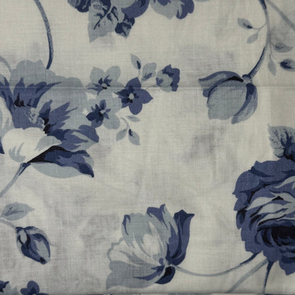 Gray Blue Floral Cotton Blend: 1.5 yds