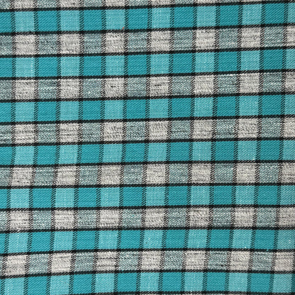 Teal/Gray/Black Woven Check Home Decor Cotton: 1.5 yds