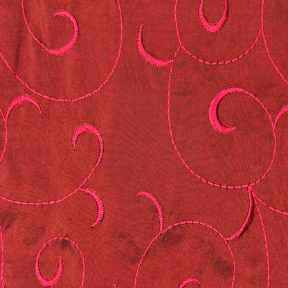 Red/Black Embroidered Crossweave Poly: 1 yd