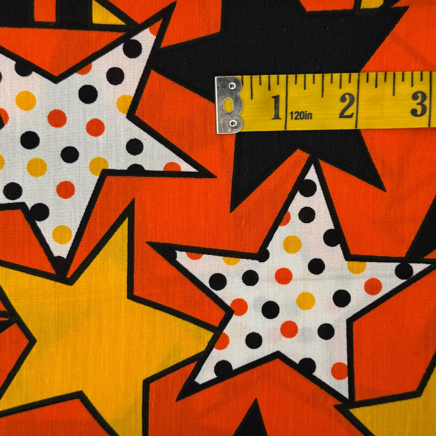 Black, Orange & Yellow Stars Cotton Blend: 2 yds